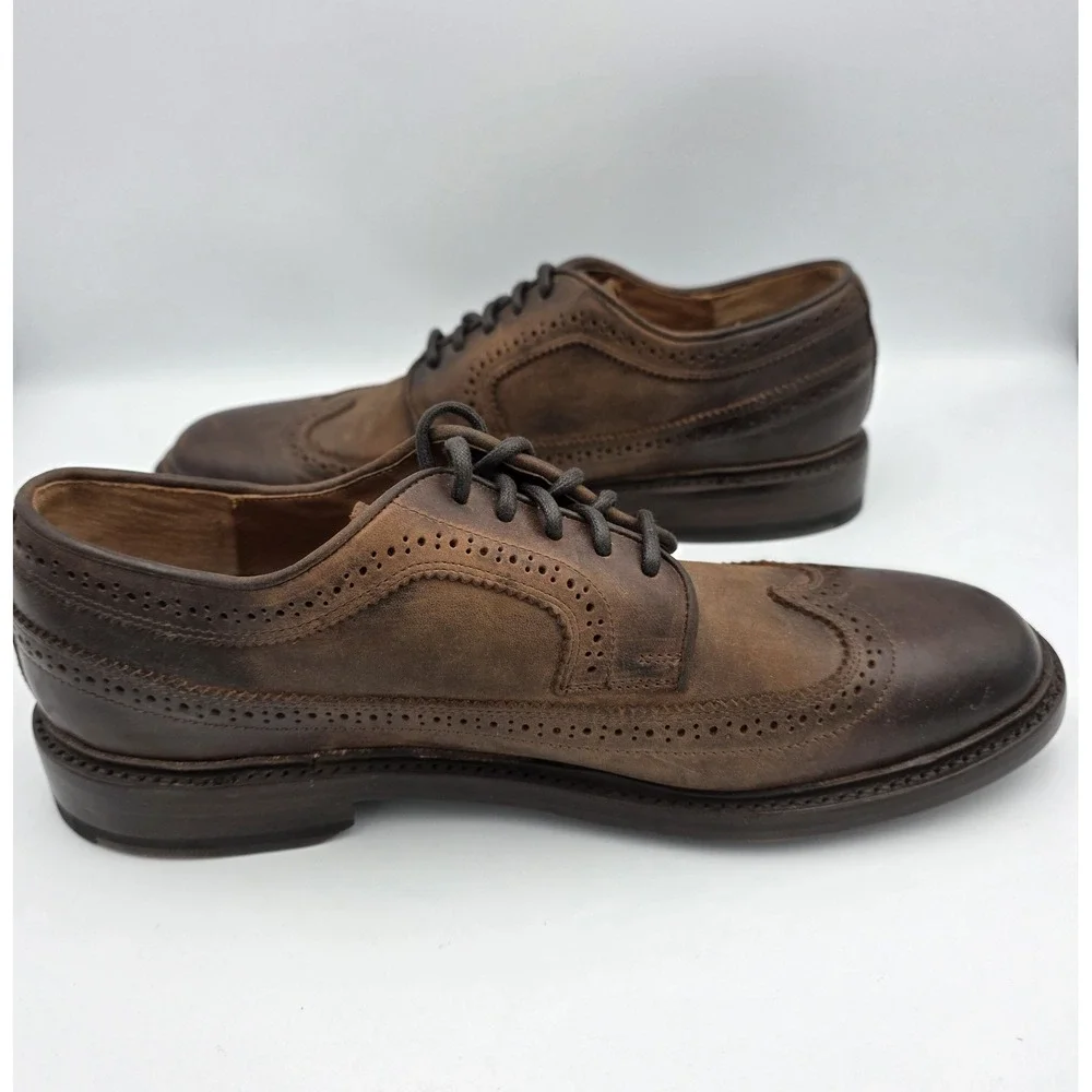 Frye James Wingtip Baroque Gunboat Oxford Shoes Men's Size 9 D Brown Leather
